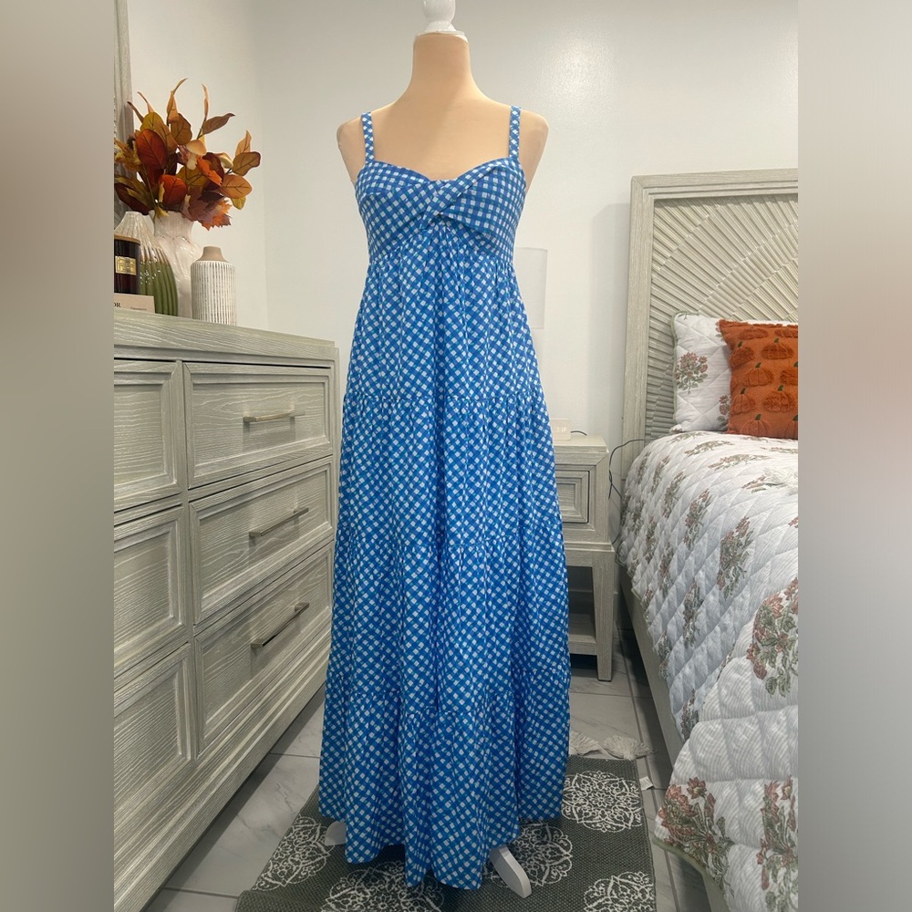 Lilly Pulitzer Blue and White Checkered Maxi Dress